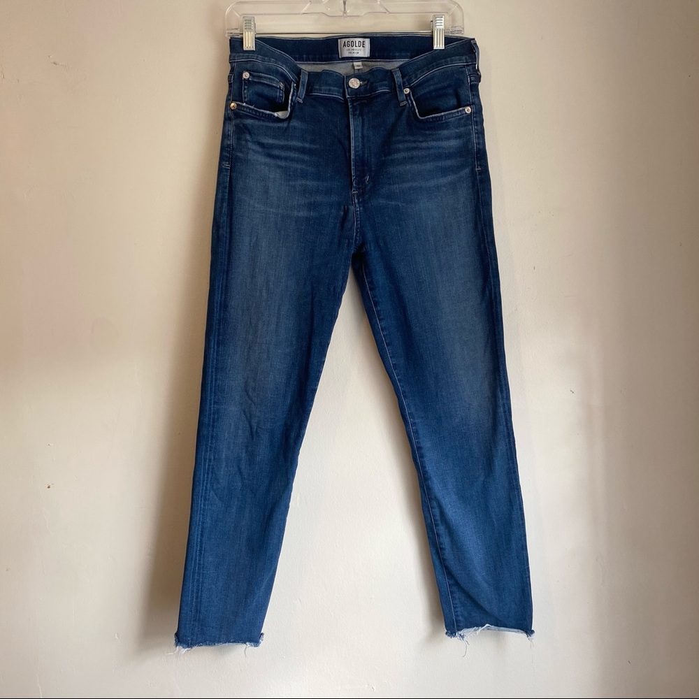 AGOLDE Sophie Crop Mid Rise Raw Hem Jeans, Size 32